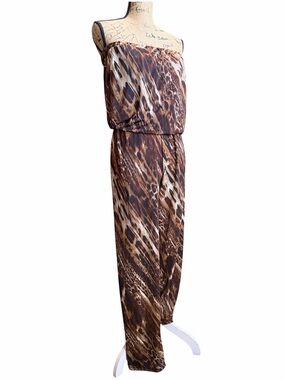 JSP Strapless Brown Animal Print Jumpsuit. EC. Size Small.